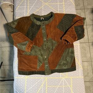 Patchwork Corduroy Jacket - Green and Brown